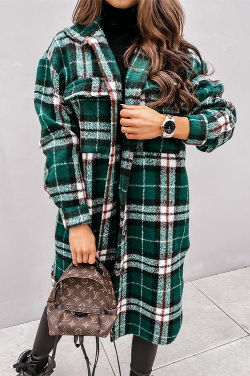 Heididress Long Sleeves Button Up Plaid Casual Shacket Jacket