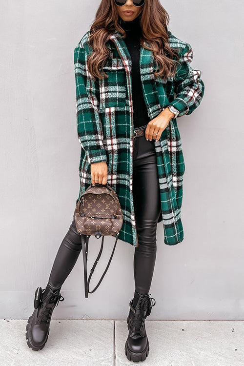 Heididress Long Sleeves Button Up Plaid Casual Shacket Jacket